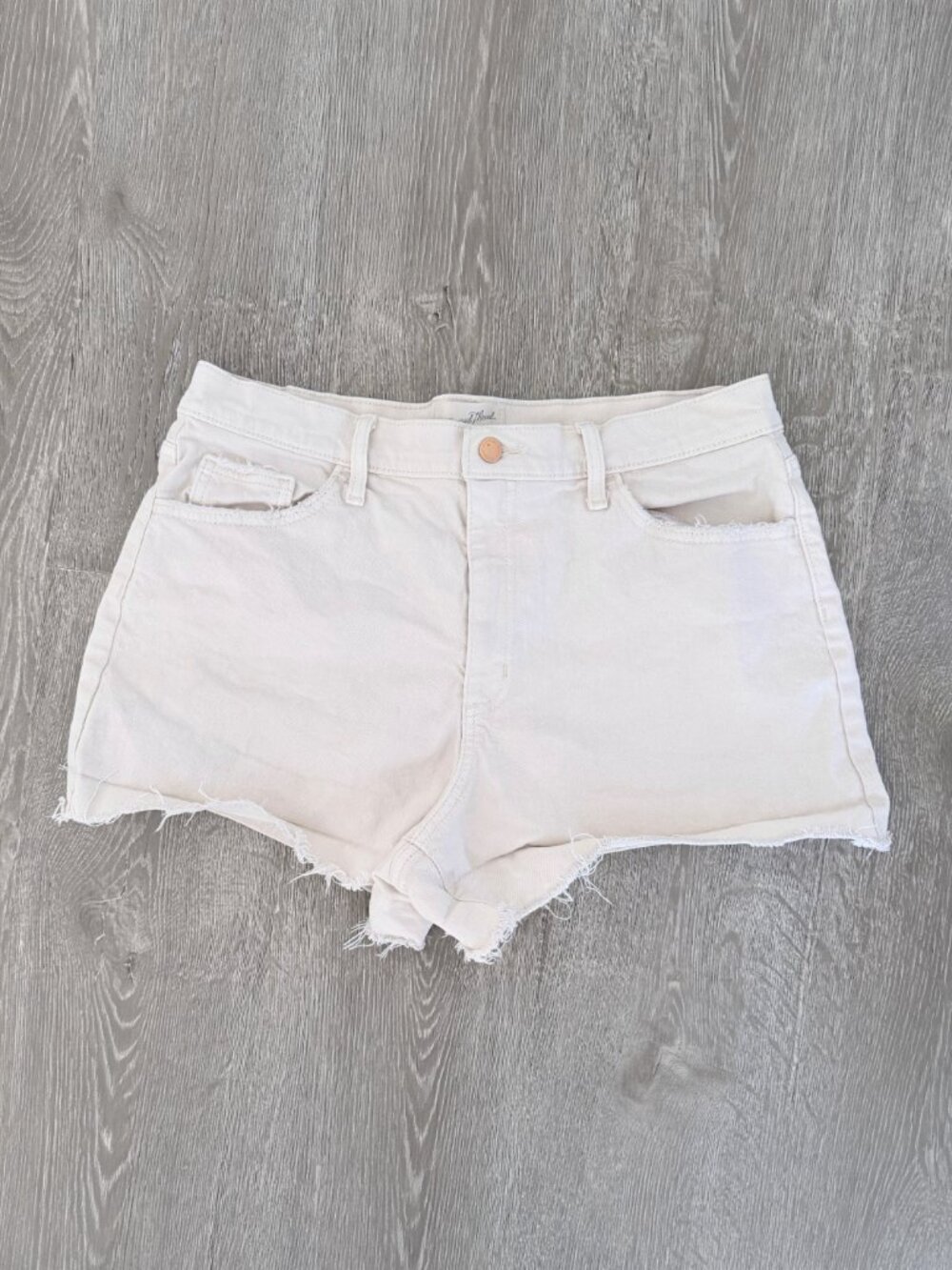 Universal Thread High Rise Denim Shorts Womens 12 Beige Rolled Cuff Stretch